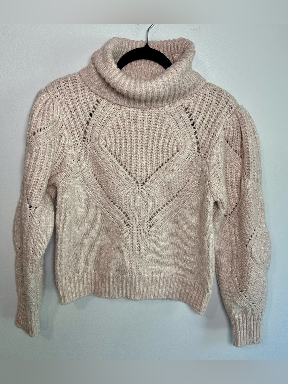 dh NEW YORK Blush Cable Knit Turtleneck Sweater Chunky size Small
